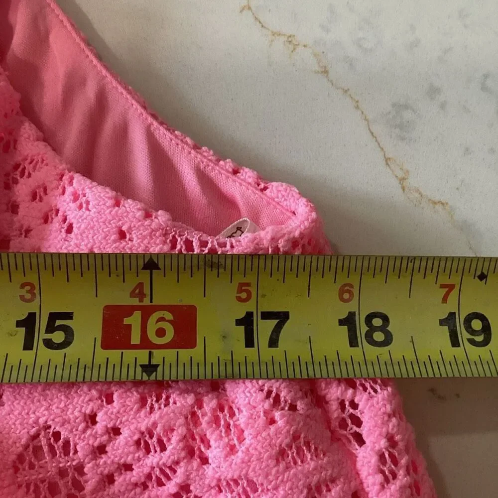 NEW Lilly Pulitzer Rayanne Halter Top Sz L Pelican Pink Pineapple Geo Lace - Picture 9 of 11